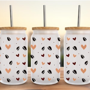 Frosted Glass Can Tumbler: 16oz Iced Coffee Cup with Bamboo Lid & Straw