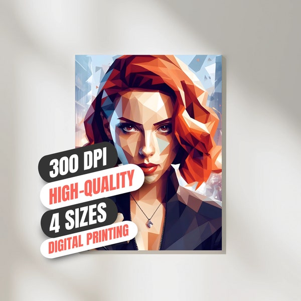 Bold Low-Poly Russian Secret Agent Avenger Art - Stunning Superhero Decor - Perfect Gift for Admirers - Unique Present