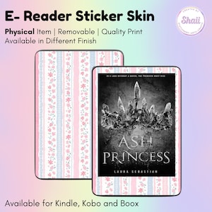 Pink Floral Stripes E-reader Skin Sticker | Kindle Skin, Kobo Skin, Boox Skin | Created by Shaii