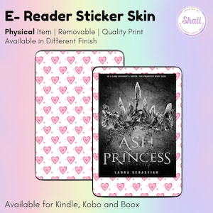 Pink Hearts on White E-reader Skin Sticker | Kindle Skin, Kobo Skin, Boox Skin | Created by Shaii
