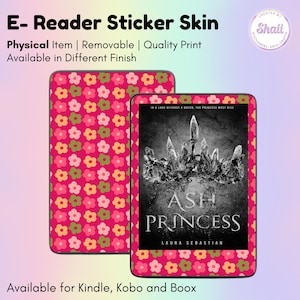 Flowery Red E-reader Skin Sticker | Kindle Skin, Kobo Skin, Boox Skin | Created by Shaii