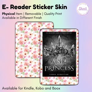 Elegant Pink Floral E-reader Skin Sticker | Kindle Skin, Kobo Skin, Boox Skin | Created by Shaii