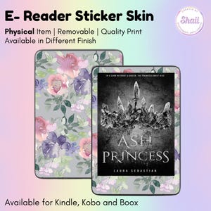 Dusty Gray Floral E-reader Skin Sticker | Kindle Skin, Kobo Skin, Boox Skin | Created by Shaii