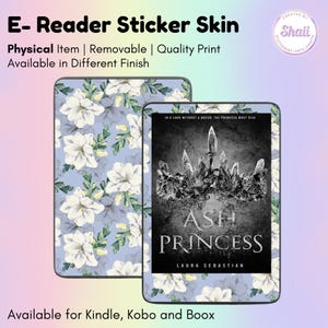 Dusty Blue Floral E-reader Skin Sticker | Kindle Skin, Kobo Skin, Boox Skin | Created by Shaii