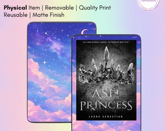May include: E-reader sticker skin featuring a sky design and the text "Ash Princess." The sticker is available for Kindle, Kobo, XTEink, and Boox. The sticker is a physical item, removable, with a quality print, reusable, and has a matte finish.