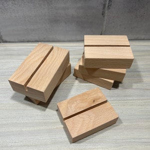 2er Set Fotohalter Postkartenhalter Buche, Tischkartenhalter, Platzhalter, 7x5x2,5cm