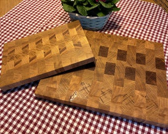 Handcrafted end-grain oak cutting board - various sizes - end-grain board, end-grain cutting board, solid wood kitchen board, rustic