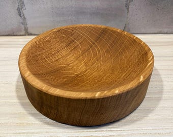 Cuenco de madera de roble / plato de madera / bandeja decorativa / roble macizo rústico / cuenco redondo / plato redondo