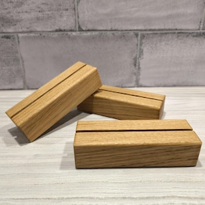 Lot de 2 porte-photos, porte-cartes postales, porte-cartes de menu, chêne