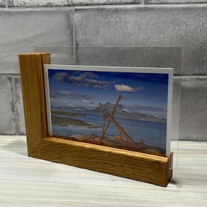 Porte-photo, porte-cartes postales, porte-photos en chêne, cadre photo en bois, style campagnard, chêne rustique huilé