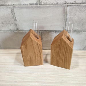 Test tube vase oak house/cottage, vase flower vase wooden vase test tube holder decoration dried flower arrangement