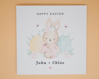 Gepersonaliseerde Happy Easter Card-Elke naam- Paaskaart - Paaskaart voor koppel - Paaskaart voor familie