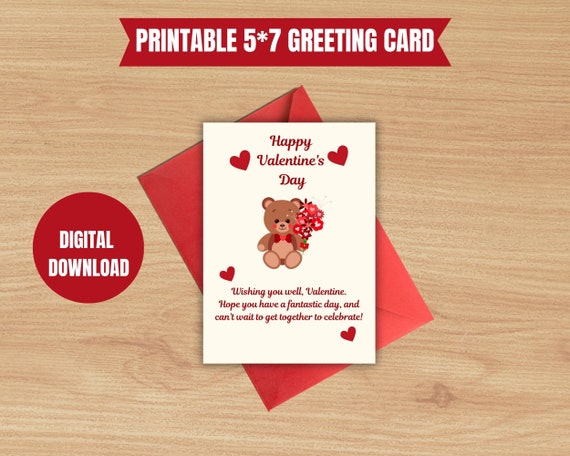 Happy Valentines day Printable Card | Instant Download PDF/JPG/PNG