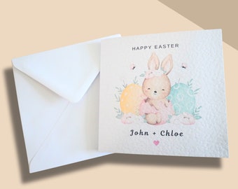 Gepersonaliseerde Happy Easter Card-Elke naam- Paaskaart - Paaskaart voor koppel - Paaskaart voor familie