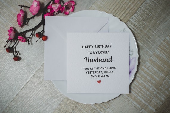 Birthday Card For Husband - Simple Birthday Card-  For Him- For Partner-Husband Romantic Birthday Card- Birthday Gift For Him