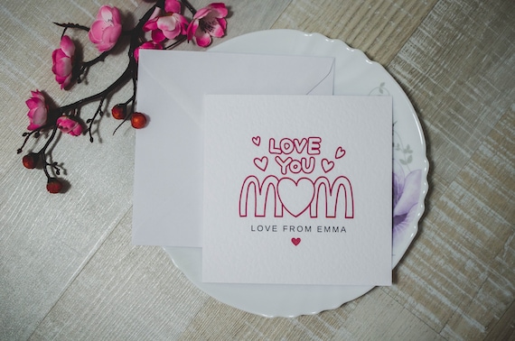 Personalised Mothers Day Card For Mummy - Mothers Day Card - Mothers Day Card For Mummy  - Love You Mom Happy Mothers Day
