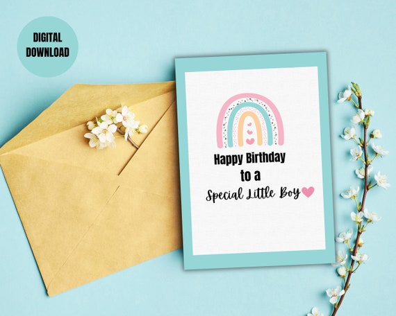 Personalized Printable Happy Birthday Card for kids and boys - Instant Digital Download