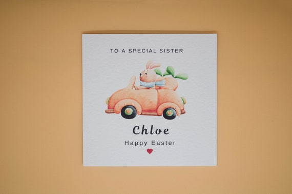 Personalised  Sister Easter Card with Name -  Easter card for sister - Card for her -Easter card for Special sister