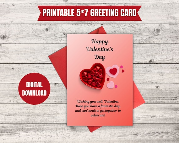Happy Valentines day Printable Card | Instant Download PDF/JPG/PNG | Foldable Greeting Card