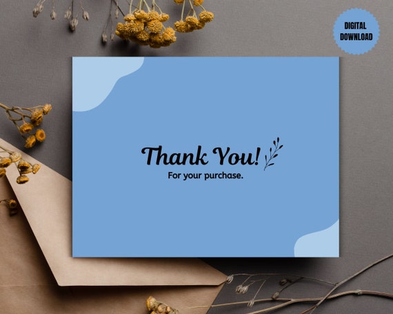Printable Business Thank You Card - Small Business Thank u Card - Printable Thank you for your purchase - Digital Download - Thank you note