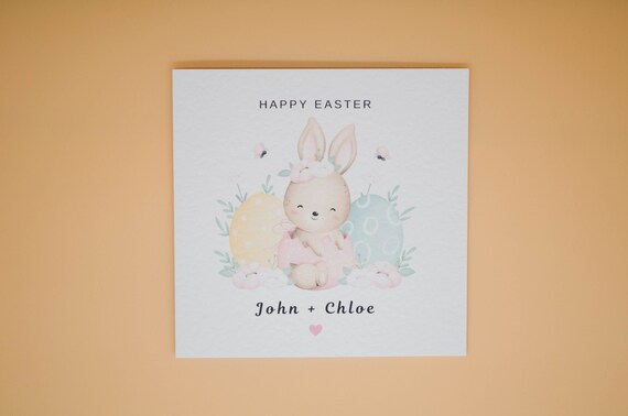 Personalised Happy Easter Card- Any Name- Easter Card - Easter Card for Couple - Easter Card For Family
