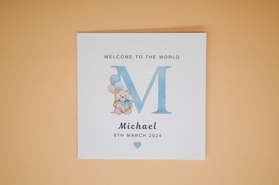 Personalised New Baby Card - Congratulations New Baby Card - Any Name - both Boys,Girls - Welcome to the World Baby Card - Gift for New Born