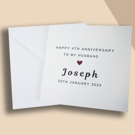 Happy 4th Anniversary Card for Husband - Anniversary Card for Boyfriend - Fourth Anniversary Card for My Partner