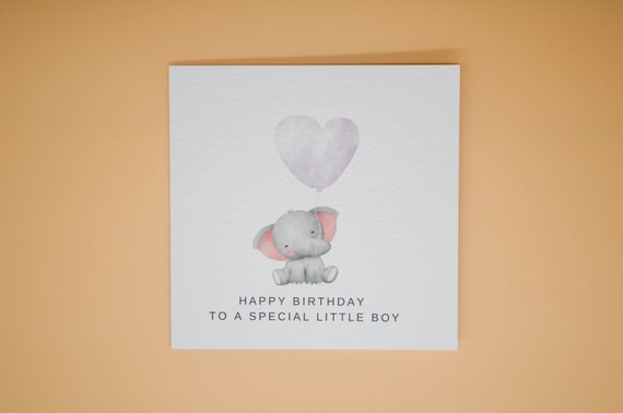 Personalised Birthday Card For Boy - Happy Birthday To A Very Special Little Boy - Elephant Birthday Card - Cute Elephant  Birthday card