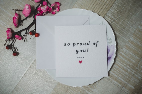 Personalised So Proud Of You Card - Congratulations Gift - Well Done Card For Friend- Promotion Card- New Job - Graduation Card For Her