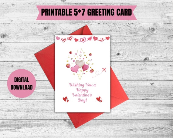 Happy Valentine's Day Greeting Card for HIM | Instant Digital Download Printable with Heart Design