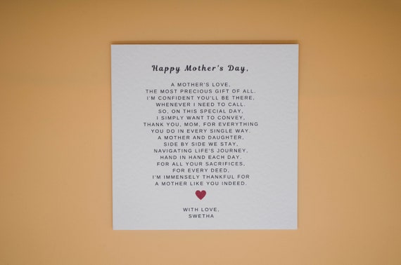Personalised Mothers Day Gift-Happy Mothers Day Cards-Mothers Day Card From Daughter-Cute Mother Day Card for Mum