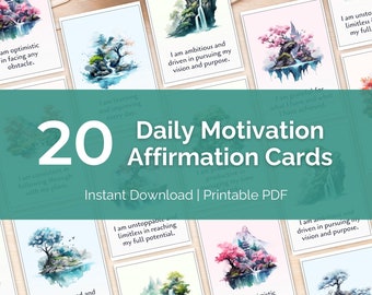 Daily Affirmation Cards With Zen Garden Designs - Instant Download - Motivational Reminders for Every Day