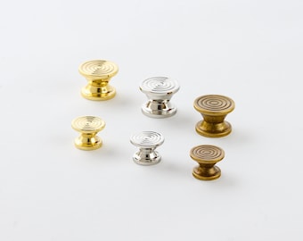 Solid Brass Cabinet Knob | Flat Ridged Drawer Pull, Modern Hardware