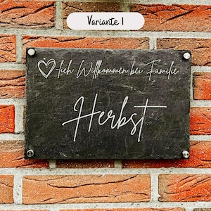 Personalized slate board / front door sign / slate board with family name 20 x 30 cm