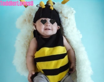 Baby Bee Romper - Bee Toddler Romper - Spring Baby Romper - Bee Baby Jumpsuit - Spring Baby Romper - Summer Babyy Jumpsuit - Newborn Romper