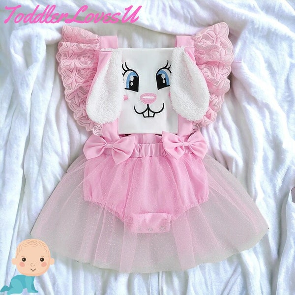 Baby Girl Rabbit Romper Easter Baby Girls Costume Cartoon Rabbit Easter Romper Dress Cute Girls Easter Dress Rabbit Easter Dress Pink Dress