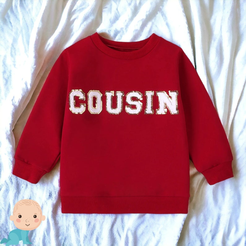 Embroidered Cousin Pullover Sweater, Cousin Sweater, Sibling Sweater, Baby Cousin Sweater, Kids Cousing Sweater, Sibling Sweater Kids Gift image 2