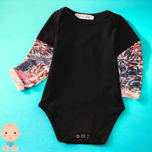 Baby Tattoo Bodysuit Unisex Tattoo Bodysuit Tattoo Costume for baby Punk Rock Clothing Newborn Tattoo Sleeve Bodysuit Newborn Jumpsuit Gift image 3