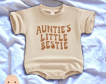 Aunties Little Bestie Romper Baby Auntie Romper Auntie Baby Gift Newborn Romper Summer Baby Romper Baby Auntie Clothes Newborn Summer Romper