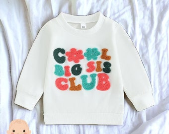 Cooles Big Sis Club Sweatshirt Shirt, Schwester Pullover Geschenk, Schwester Kleidung Geschenk, Schwester Pullover, Schwester Kleidung, gesticktes Big Sis Shirt