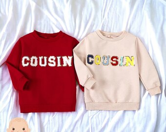 Embroidered Cousin Pullover Sweater, Cousin Sweater, Sibling Sweater, Baby Cousin Sweater, Kids Cousing Sweater, Sibling Sweater Kids Gift