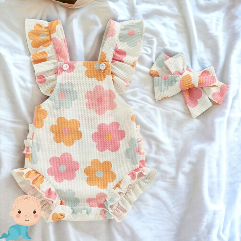 Summer Baby Bodysuit, Flower Print Summer Baby Dress, Summer Baby Clothing, Girls Baby Bodysuit, Summer Baby Girls Bodysuit, Summer Clothing C