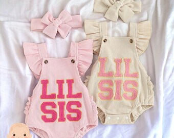 Embroidered Little Sister Jumpsuit, Little Sister Romper, Little Sister Clothes, Sister Baby Jumpsuit, Embroidered Baby Clothes, Gift Mom