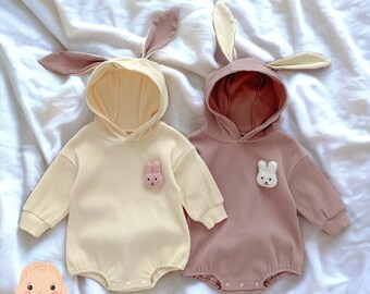 Peuter / baby konijn Bunny Romper, baby paasoutfit, schattige babykleding, babymeisje trui, pasgeboren paasoutfit, unisex baby shower cadeau