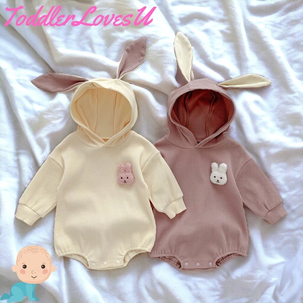 Peuter / baby konijn Bunny Romper, baby paasoutfit, schattige babykleding, babymeisje trui, pasgeboren paasoutfit, unisex baby shower cadeau