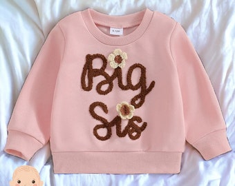 Maglione ricamato Big Sister - Maglione Big Sister neonato - Maglione Big Sister per bambini - Top ricamato Big Sister - Regalo Big Sister