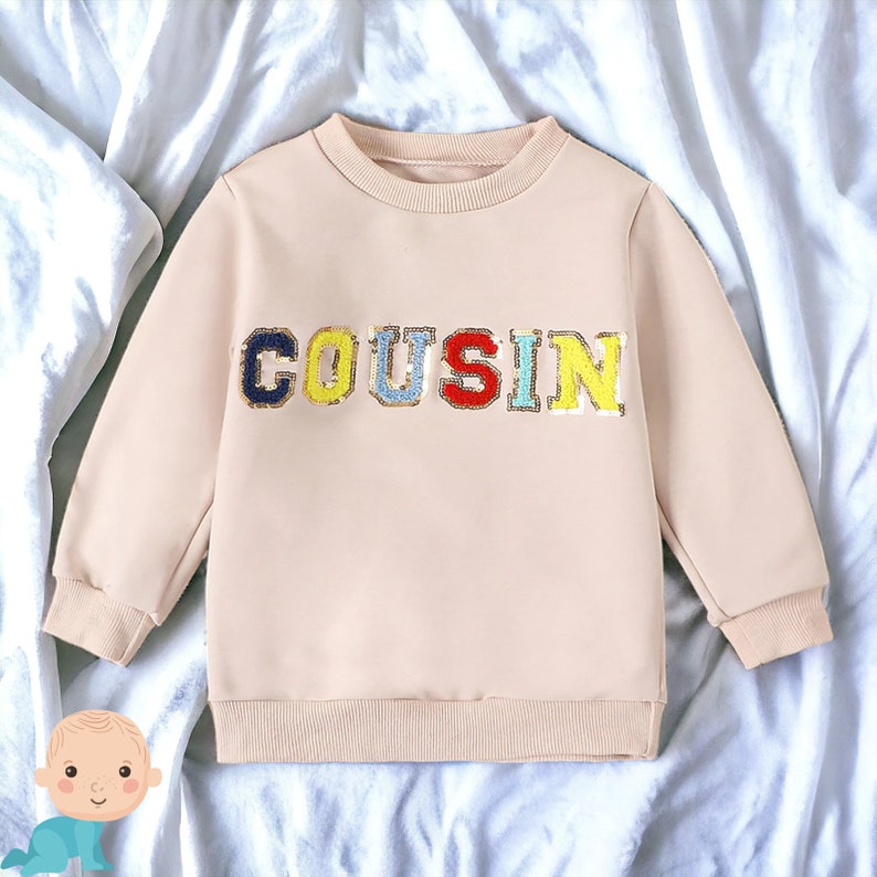Embroidered Cousin Pullover Sweater, Cousin Sweater, Sibling Sweater, Baby Cousin Sweater, Kids Cousing Sweater, Sibling Sweater Kids Gift image 5