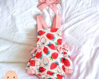 Body d'été pour bébé, robe d'été pour bébé aux fraises, robe d'été pour bébé, vêtements d'été pour bébé, robe d'été pour bébés fille, cadeau robe d'été pour bébé