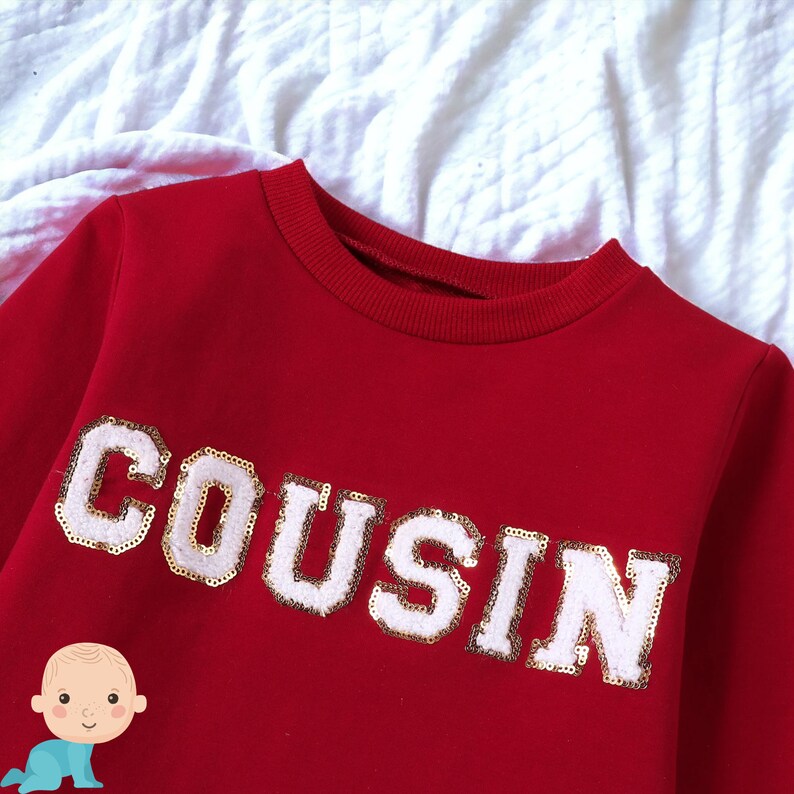 Embroidered Cousin Pullover Sweater, Cousin Sweater, Sibling Sweater, Baby Cousin Sweater, Kids Cousing Sweater, Sibling Sweater Kids Gift image 4