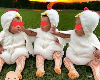 Pulcino neonato pagliaccetto del bambino simpatico peluche neonato pollo costume neonato caldo pile tuta bambino pollo costume neonato pulcino tuta